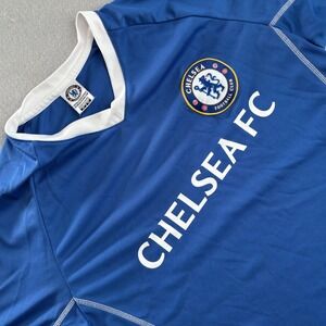Chelsea FC Soccer Jersey Blue Short Sleeve V-Neck Logo Shirt Mens Medium
